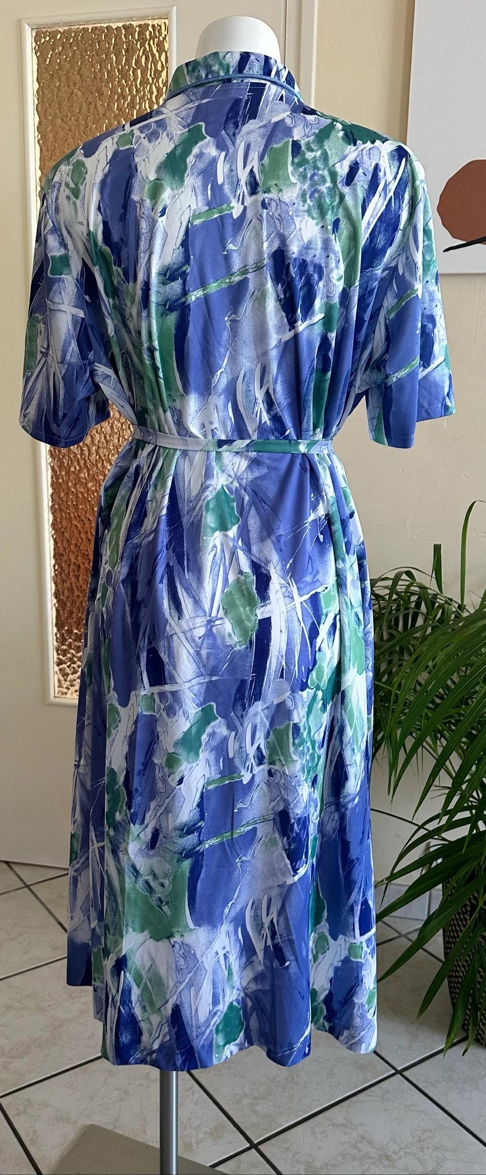 Vestido vintage con cinturón a juego talla 48/50 – Estado impecable – Azul y verde – photo 8